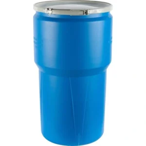14gal blue plastic drum taper sided un rated cover with metal lever lock 99g277 1.webp