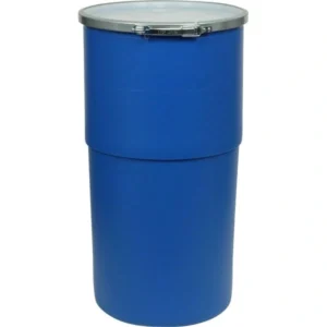 15gal blue plastic drum taper sided un rated cover with metal lever lock 99g278 1.webp