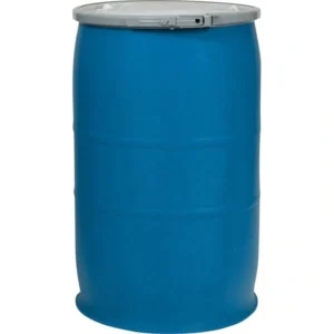 30gal blue plastic drum un rated cover with metal lever lock 56w30b 1.webp