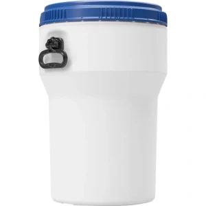 40 liter white hdpe nestable drum with blue lid and black handles 1h2 x65 y65 z65 s 57w40c 1.webp