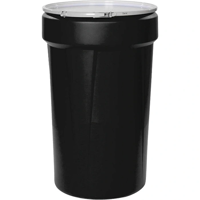 55 gallon black plastic drum taper sided un rated cover metal lever lock 2 inch and 0.75 inch fittin.webp 55 gallon black plastic drum taper sided un rated cover metal lever lock 2 inch and 0.75 inch fittin.webp