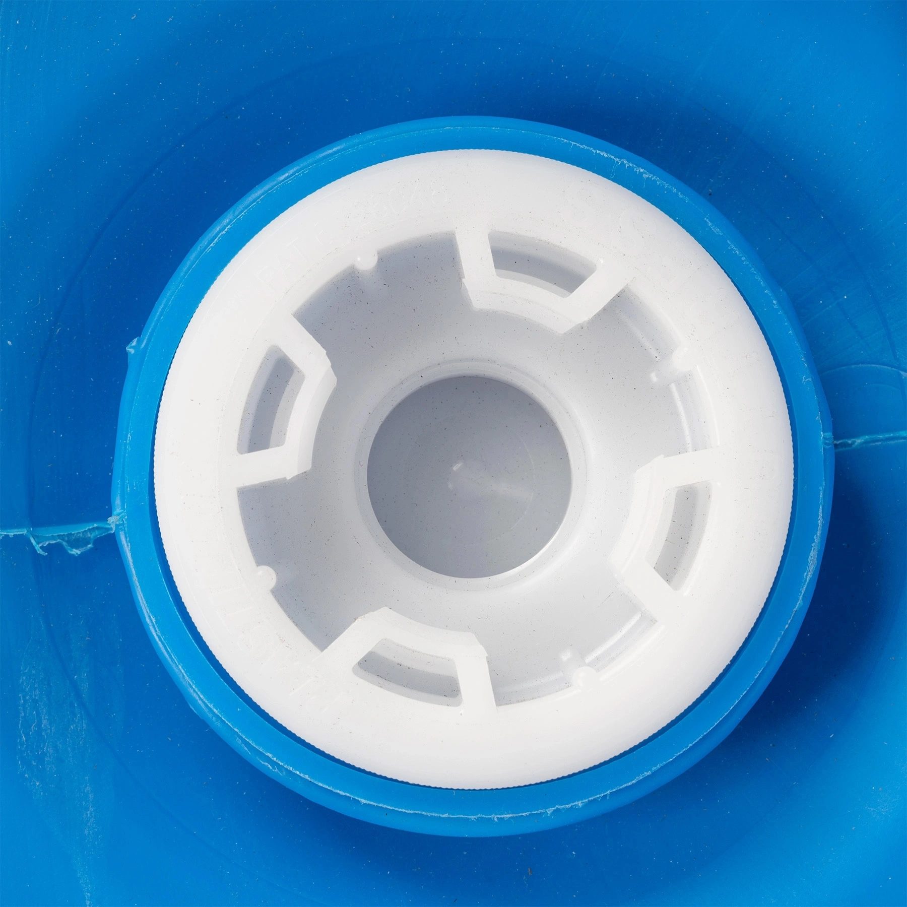 55 gallon blue tight head plastic drum with pcr un rated 2 22 nps and 2 22 buttress fittings 5.webp