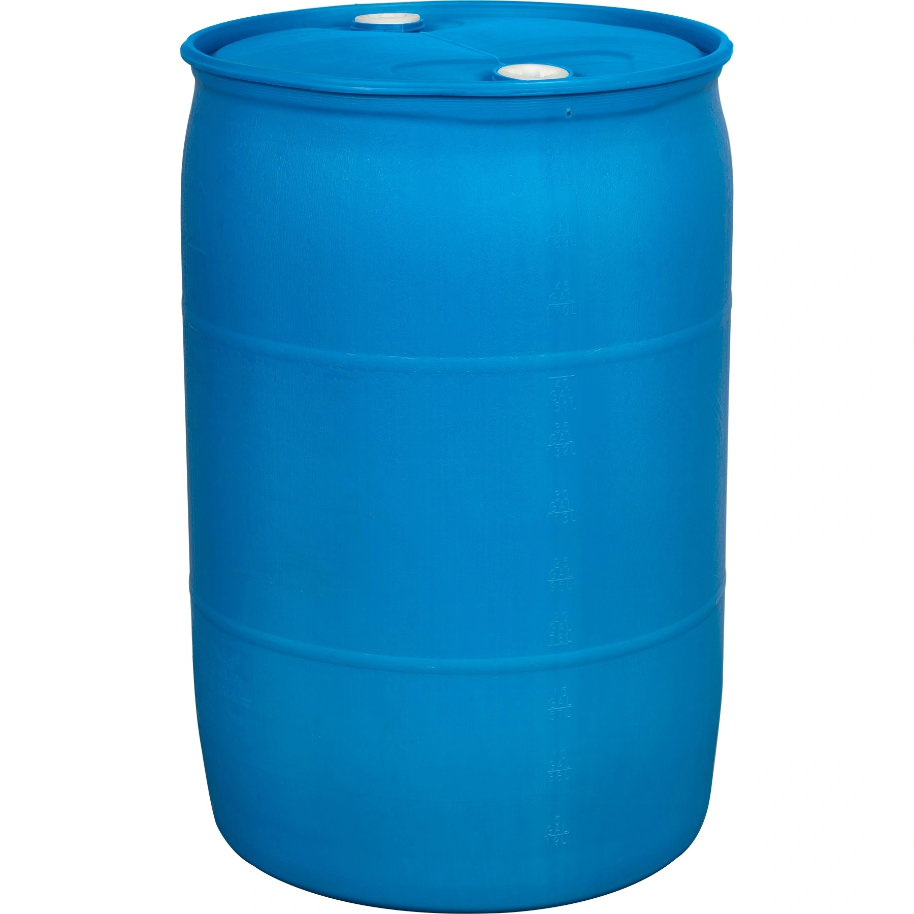 55 gallon blue tight head plastic drum with pcr un rated 2 22 nps and 2 22 buttress fittings 56w55x 1.webp