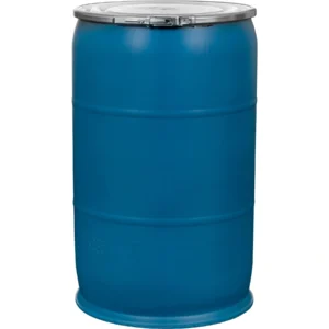 55gal blue plastic drum un rated cover with lever lock ring 56wb53 1.webp