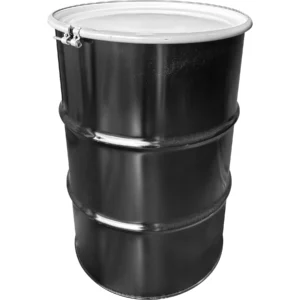 55gal steel drum black unlined 16 gauge cover with bolt ring 26wg54 1.webp