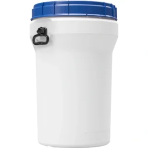 75 liter white hdpe nestable drum with blue lid and black handles un 1h2 x75 s 57w75c 1.webp